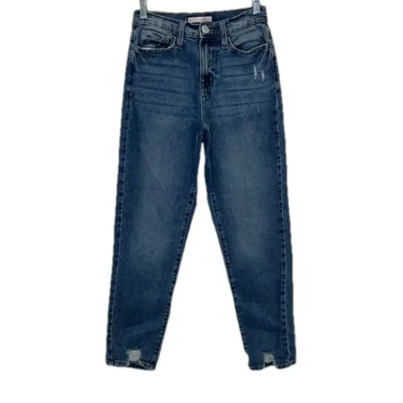 SO high rise Mom jeans size 0 size 24 juniors some front distress - Picture 1 of 8